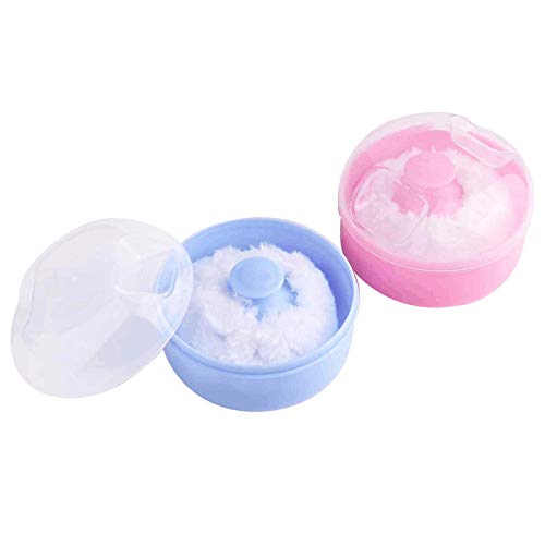 2pcs-Baby Body Cosmetic Powder Puff Kit Sponge Box Case Container(Blue&Pink) 2pcs-Baby Body Cosmetic Powder Puff Kit Sponge Box Case Container(Blue&Pink)
