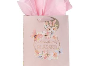 Christian Art Gifts Gift Bag/Tissue Paper Set Abundantly Blessed Deuteronomy 7:13 Bible Verse