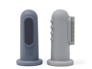 mushie Baby Finger Toothbrush (Tradewinds/Stone) 2-Pack