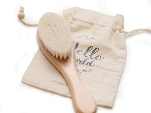 YOUUYS Wooden Baby Soft Goat Bristle Hair Comb - Toddler Cradle Cap Hair Brush Baby Brush and Infant Comb Set for Newborns Gifts Baby Registry Gift