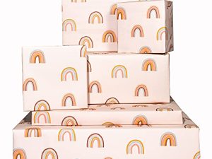 Central 23-6 Wrapping Paper Sheets - Pastel Rainbows - Birthday Gift Wrap for Women Girls Kids - Eco and Made in the UK