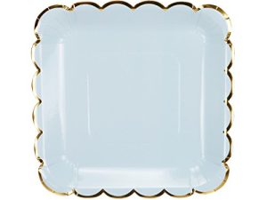 Geeklife Square Paper Plates with Sparkly Gold Foil Border