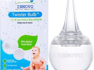 Innovo Hospital Grade Silicone Twister Bulb Baby Ear Syringe and Nasal Aspirator