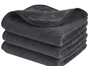 Sinland Microfiber Face Cloths Reusable Makeup Remover Cloth Ultra Soft Washcloths for Women and Baby 12Inch x 12Inch Grey 3 Pack
