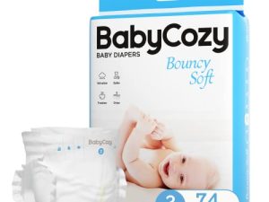 Newborn Baby Diapers Size 2(12-18lb) 74 Count Babycozy Bouncy Soft Diapers Hypoallergenic