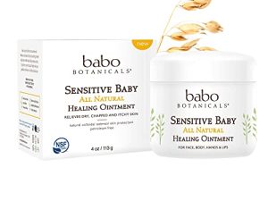 Babo Botanicals Sensitive Baby Fragrance-Free All Natural Healing Ointment - with 70+% Organic Ingredients & Medical Grade Colloidal Oatmeal - 4 oz.