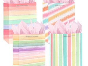 La Comme Medium Size Gift Bags with Tissue Paper with Handles Bulk12.6"