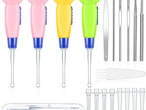 10 Pieces Ear Wax Removal kit for Kids 4 Toddler Ear Cleaner with Led Baby Earwax Remover and 6 Stainless Steel Wax Remover Earwax Tweezers with Cleaning Brush for Adults