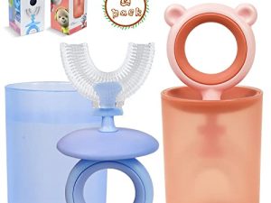 COLOROUND 2 Pack Kids U Shaped Toothbrush for Toddlers Age 2-6