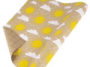 RUSPEPA Kraft Wrapping Paper Roll - Sun and Cloud Design Great for Birthday