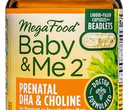 MegaFood Baby & Me 2 DHA & Choline Prenatal Support – Key nutrients DHA & Choline for Baby's Brain Development