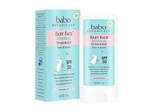 Babo Botanicals Baby Face Mineral Sunscreen Stick SPF 50 – with 70+% Organic Ingredients & Zinc Active – Water-Resistant