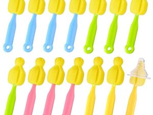 FAFAHOUSE 14 Pack Bottle Nipple Cleaner Sponge Brush for Standard Nipples Scrubber
