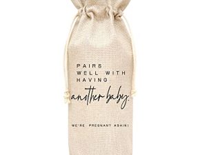 New Baby Announcement Gift Wine Bags - Cotton linen Wine Gift Bag With Drawstring