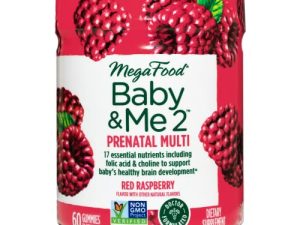 MegaFood Baby & Me 2 Prenatal Vitamin Gummies - Prenatal Gummies with Folic Acid & Choline for Baby’s Brain Development & B Vitamins - Non-GMO