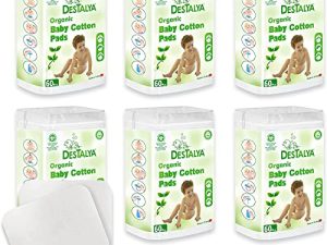 DESTALYA Baby Cotton Pads for Diaper Change - Large Cotton Squares for Sensitive Skin - Disposable Cleansing Wipes - Soft Washcloths for Personal Care