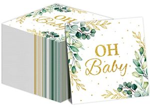 Eucalyptus Leaf Baby Shower Napkins Greenery Baby Shower Party Supplies Sage Green Luncheon Napkins Napkins Disposable Paper Napkins for Baby Shower Table Decorations (100 Pack)