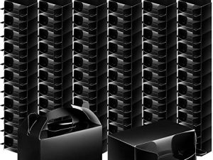 Nezyo 96 Pcs Party Gift Boxes Gable Candy Treat Boxes Party Favor Goodie Boxes Small DIY Paper Dessert Boxes for Kids Christmas Party Birthday Baby Shower Wedding 4.7 x 2.4 x 2.8 inches (Black)