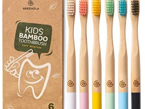 GREENZLA Kids Bamboo Toothbrushes (6 Pack) | BPA Free Soft Bristles Toothbrushes | Eco-Friendly