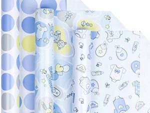 LeZakaa Baby Shower Wrapping Paper - Mini Roll - Bear/Balloon
