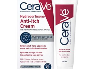 CeraVe Hydrocortisone Cream 1% | Anti-Itch Cream with Temporarily Relief from Rashes with Eczema-Prone & Dry Skin | Itch Relief Cream | Fragrance Free | 1 Ounce