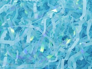 UNIQOOO 1 LB Iridescent Baby Blue Crinkle Cut Paper Filler Shreds for Gift Box