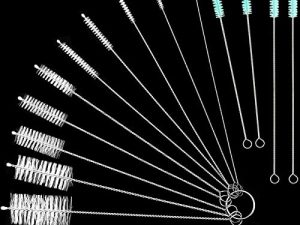 16 Pcs Extra Long Straw Cleaning Brush Nylon Cleaning Bottle Brush Cleaning Brushes Tube Washing Cleaner Kit Tool Reusable Bottle Straw Brush in Different Size (White and Sky Blue
