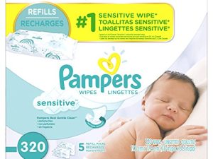 Pampers Sensitive Water Based Baby Wipes 5X Refill Packs
