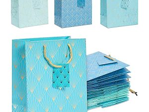 Blue & Gold Foil Gift Bags with Handles